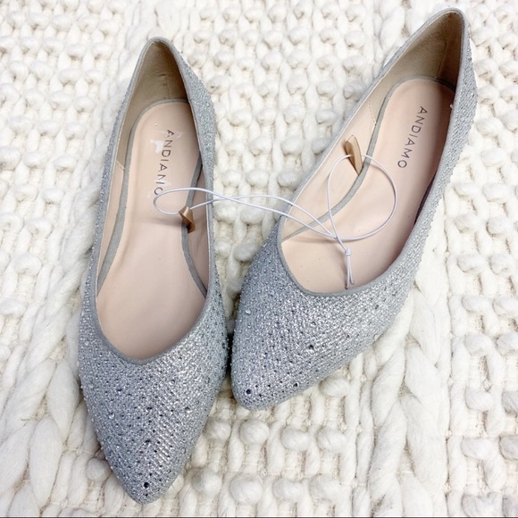 Shoes - NEW Flats Silver Rhinestone 7.5